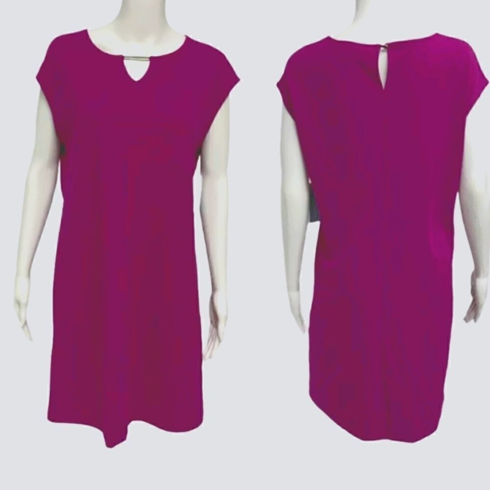 Apt.9 Women's Shift Dress Sleeveless Magenta Knee Length Size M